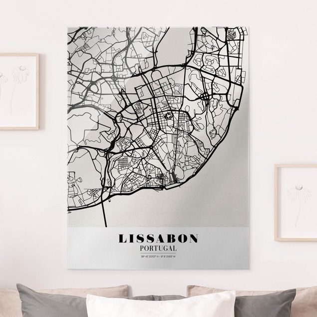 Wanddeko Schlafzimmer Stadtplan Lissabon - Klassik