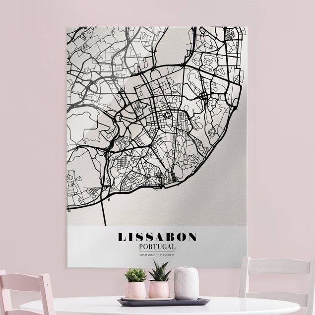 Wanddeko Flur Stadtplan Lissabon - Klassik