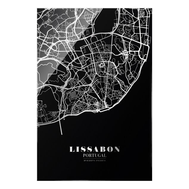 Wanddeko Jugendzimmer Stadtplan Lissabon - Klassik Schwarz