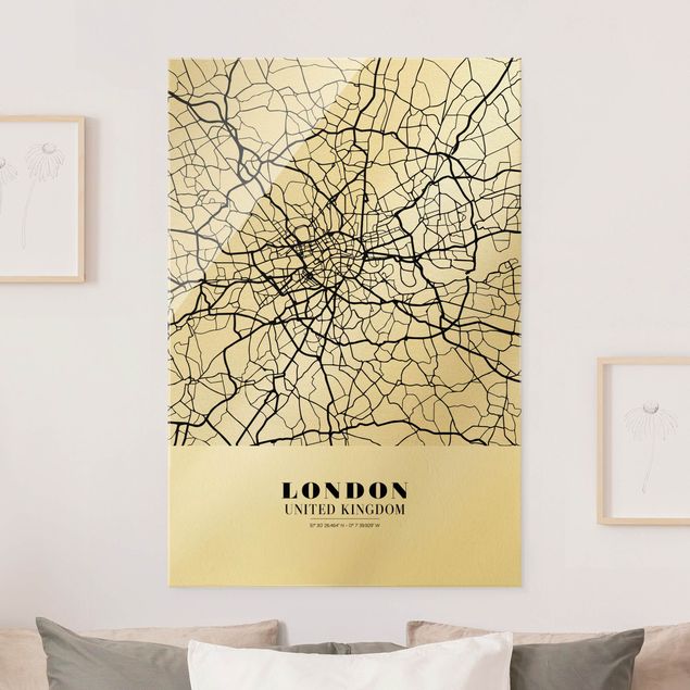 Glasbilder London Stadtplan London - Klassik