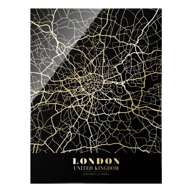 Wanddeko Esszimmer Stadtplan London - Klassik Schwarz