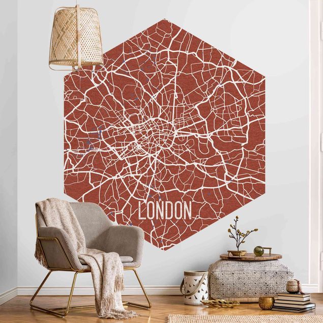 Wanddeko Schlafzimmer Stadtplan London - Retro