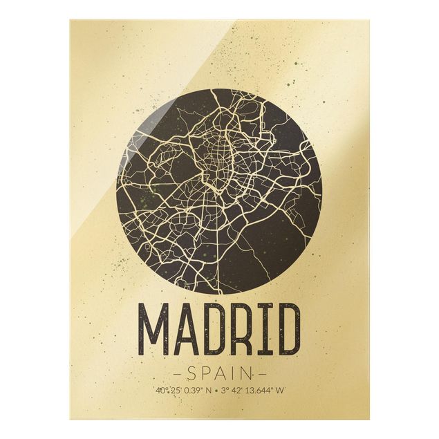 Wanddeko Büro Stadtplan Madrid - Retro