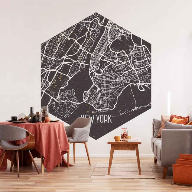 Wanddeko Flur Stadtplan New York- Retro