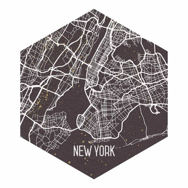 Wanddeko Jugendzimmer Stadtplan New York- Retro