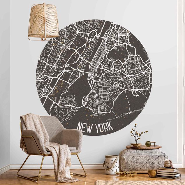 Wanddeko braun Stadtplan New York- Retro