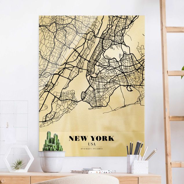 Wanddeko Schlafzimmer Stadtplan New York - Klassik