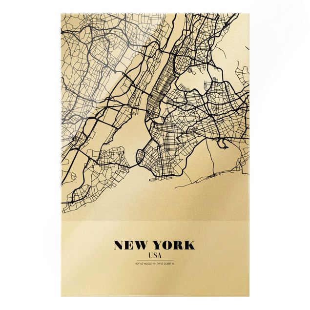 Wanddeko Jugendzimmer Stadtplan New York - Klassik