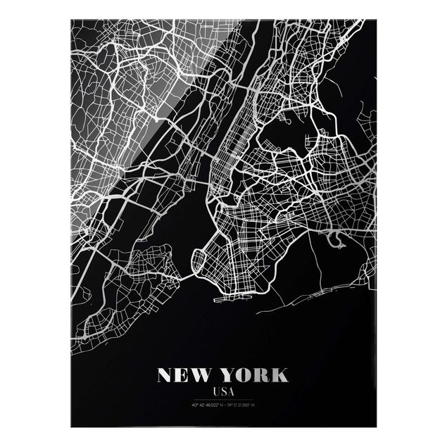Wanddeko Esszimmer Stadtplan New York - Klassik Schwarz
