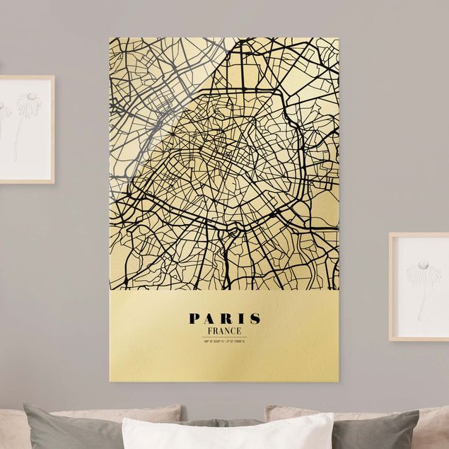 Wanddeko Flur Stadtplan Paris - Klassik