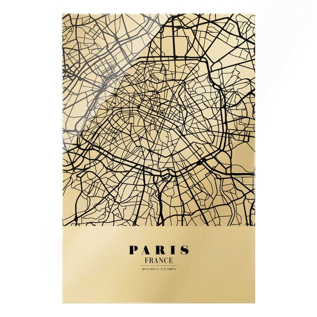 Wanddeko Jugendzimmer Stadtplan Paris - Klassik