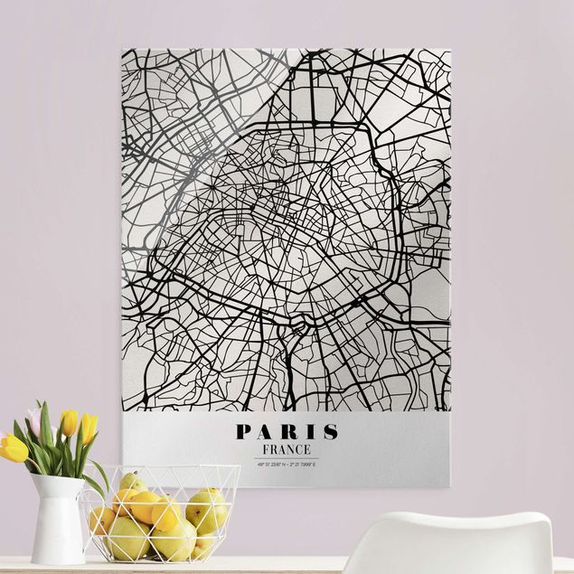 Wanddeko Flur Stadtplan Paris - Klassik