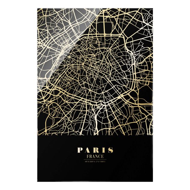 Wanddeko Esszimmer Stadtplan Paris - Klassik Schwarz