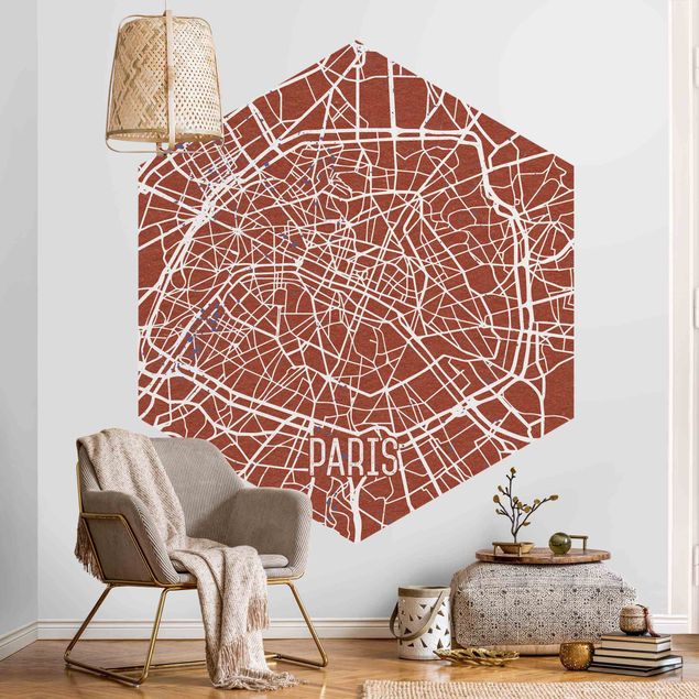 Wanddeko Flur Stadtplan Paris - Retro