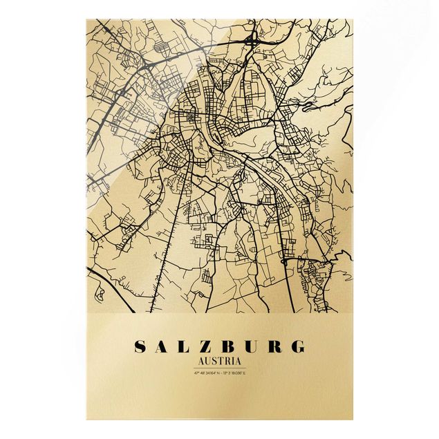 Wanddeko über Sofa Stadtplan Salzburg - Klassik