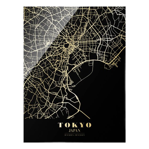 Wanddeko Büro Stadtplan Tokyo - Klassik Schwarz