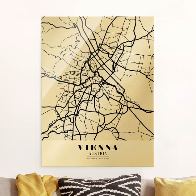 Wanddeko Schlafzimmer Stadtplan Vienna - Klassik