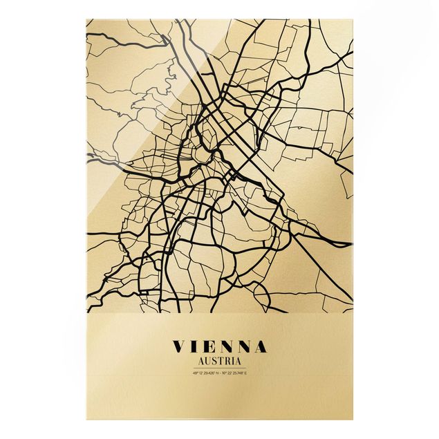 Wanddeko über Sofa Stadtplan Vienna - Klassik