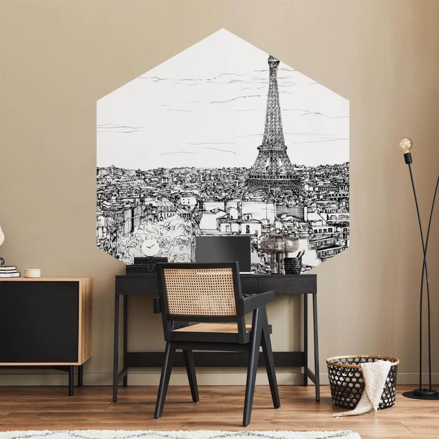 Wanddeko Wohnzimmer Stadtstudie - Paris