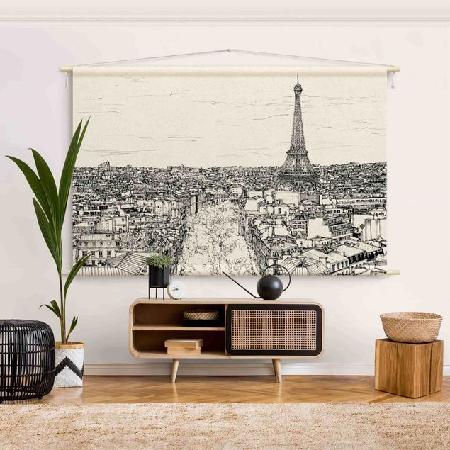 Wanddeko Wohnzimmer Stadtstudie - Paris