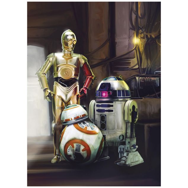 Wanddeko Büro Star Wars - BB-8, R2-D2 und C-3PO