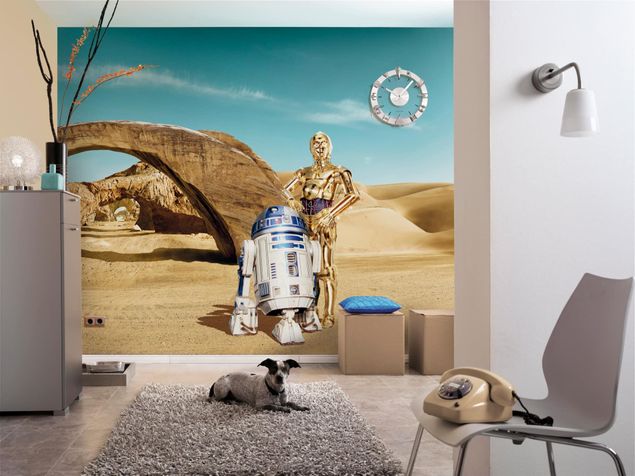 Wanddeko Büro Star Wars - C-3PO & R2-D2 Tatooine
