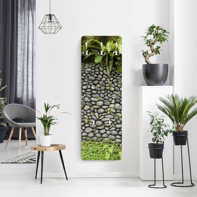 Wanddeko Flur Steinwand mit Pflanzen