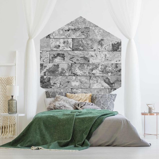 Wanddeko Schlafzimmer Steinwand Naturmarmor grau
