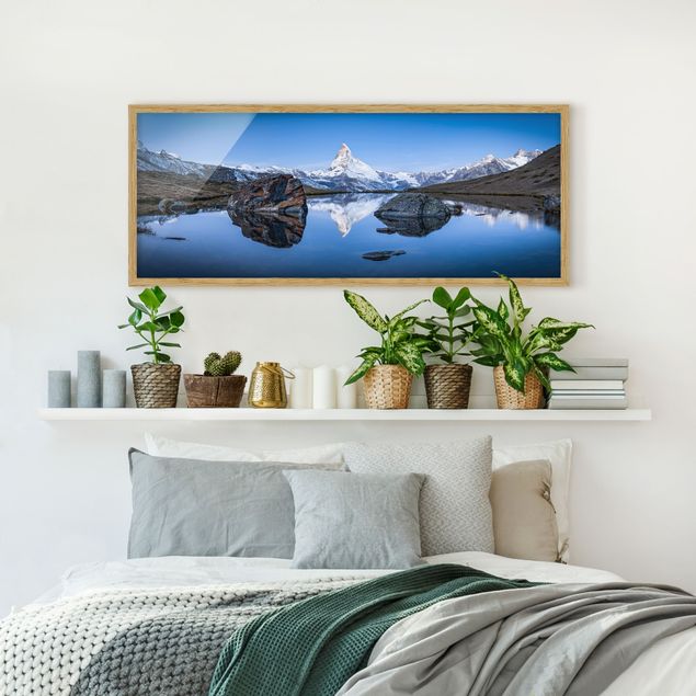 Wanddeko Wohnzimmer Stellisee vor dem Matterhorn