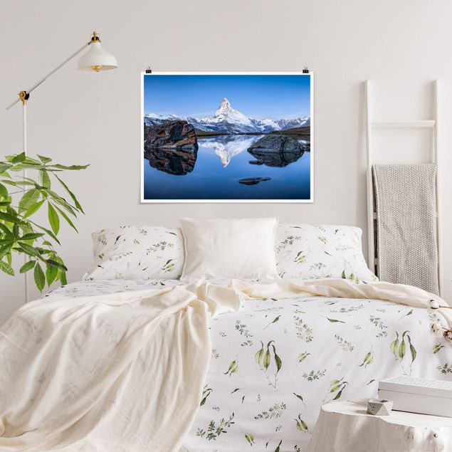 Wanddeko Schlafzimmer Stellisee vor dem Matterhorn