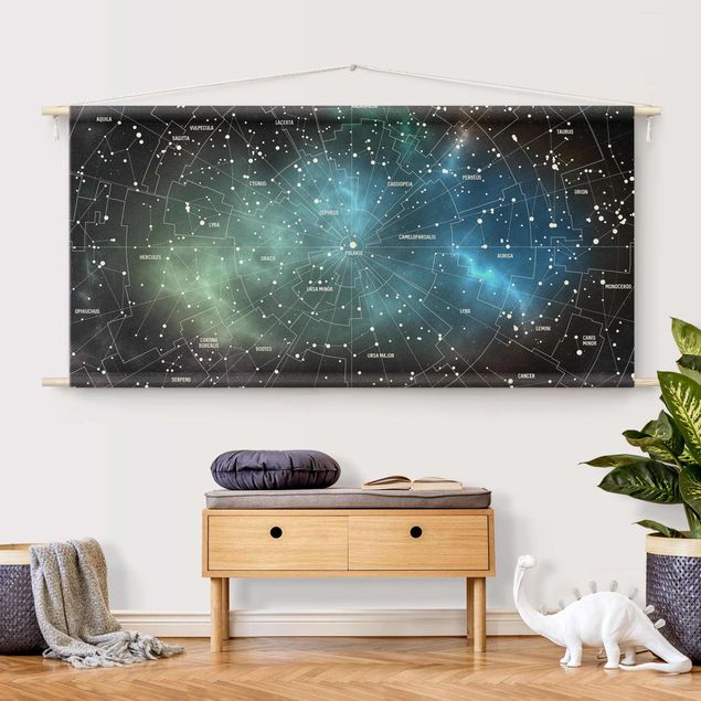 Wanddeko Büro Sternbilder Karte Galaxienebel