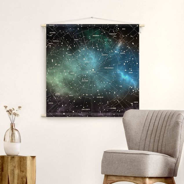 Wanddeko Himmel Sternbilder Karte Galaxienebel