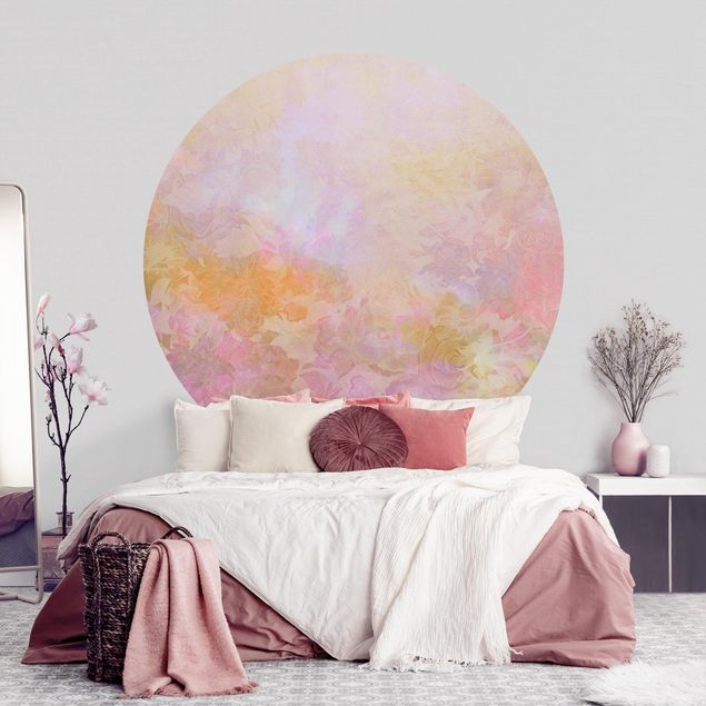 Wanddeko Wohnzimmer Strahlender Blütentraum in Pastell
