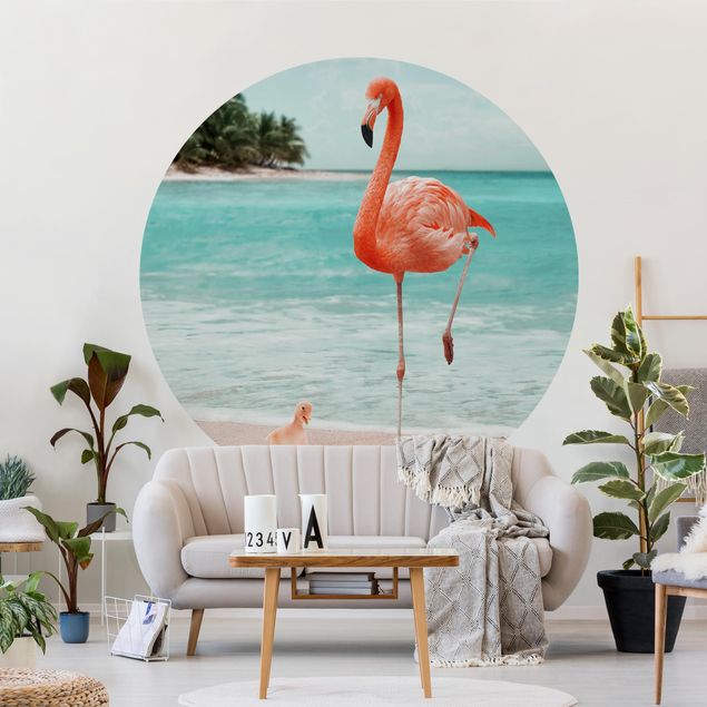 Fototapete Flamingo Strand mit Flamingo