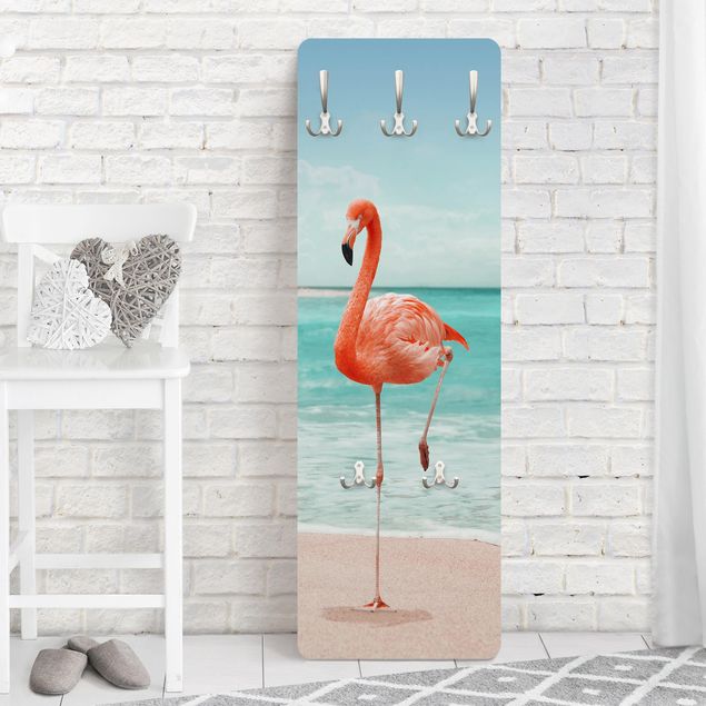 Wanddeko Flur Strand mit Flamingo