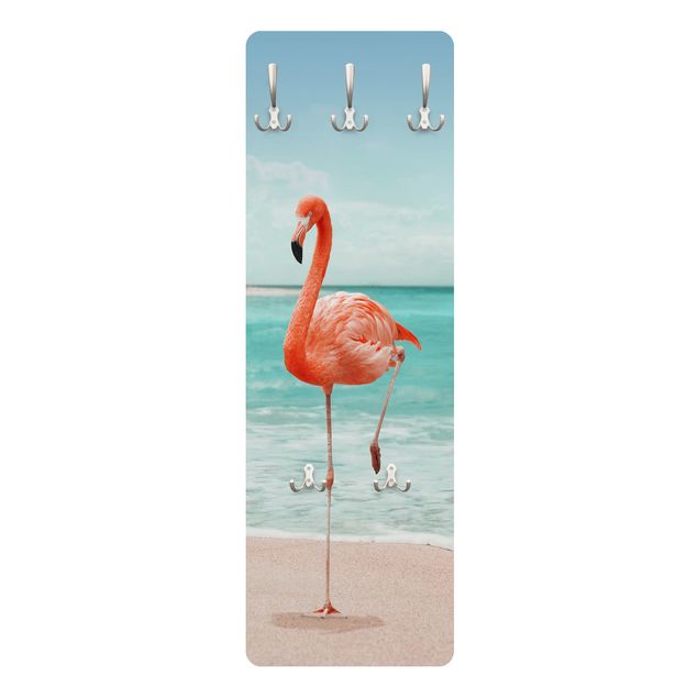Wanddeko Jugendzimmer Strand mit Flamingo