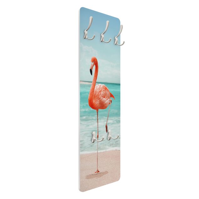 Wanddeko Treppenhaus Strand mit Flamingo