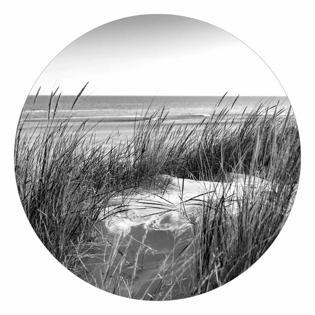 Wanddeko Esszimmer Stranddüne am Meer schwarz-weiß
