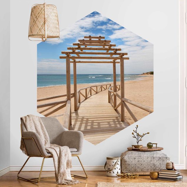 Wanddeko Schlafzimmer Strandpfad zum Meer in Andalusien