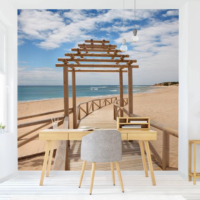 Wanddeko Wohnzimmer Strandpfad zum Meer in Andalusien