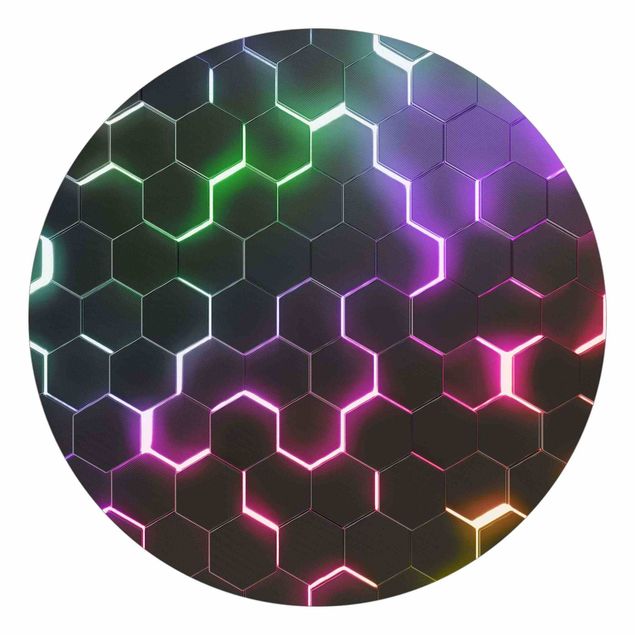 Wanddeko Praxis Strukturierte Hexagone mit Neonlicht