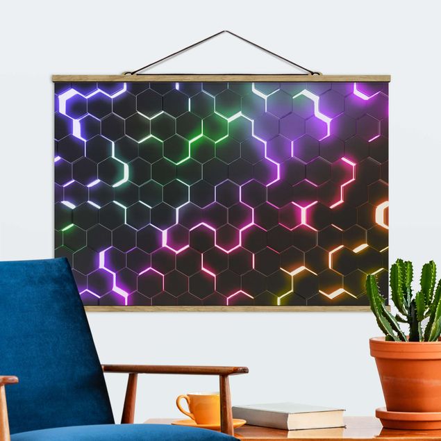 Babyzimmer Deko Strukturierte Hexagone mit Neonlicht