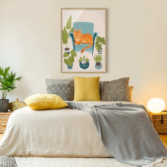 Wanddeko Schlafzimmer Stubentiger Illustration