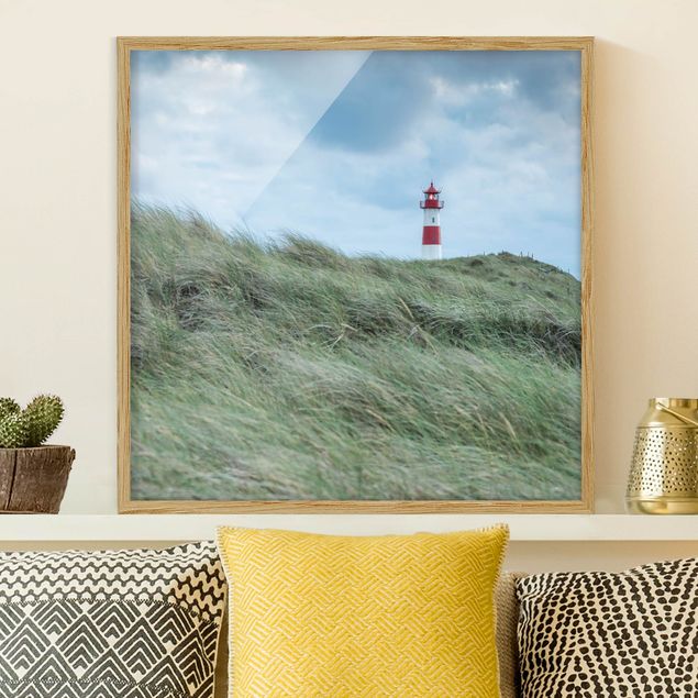 Strandbilder mit Rahmen Stürmische Zeiten am Leuchtturm