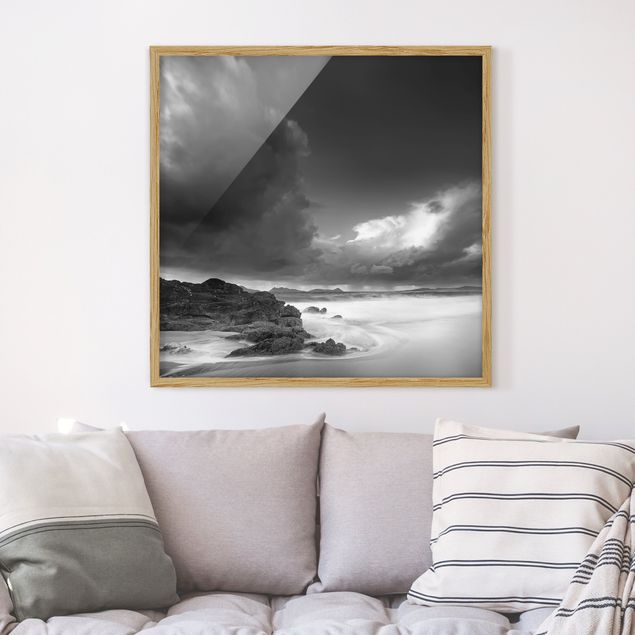 Strandbilder mit Rahmen Sturm über der Küste