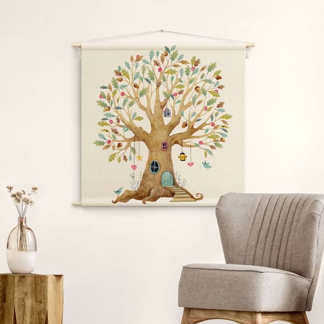 Wanddeko Büro Süßer Baum als Aquarell