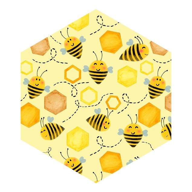 Wanddeko Jungenzimmer Süßer Honig mit Bienen Illustration