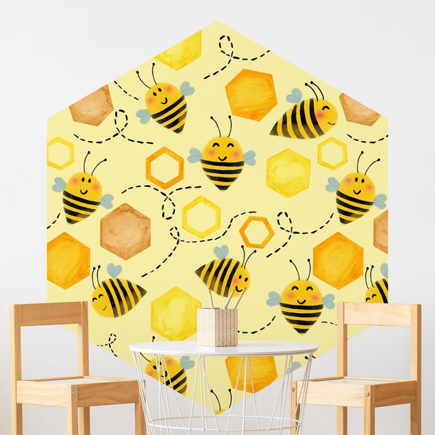 Deko Kinderzimmer Süßer Honig mit Bienen Illustration