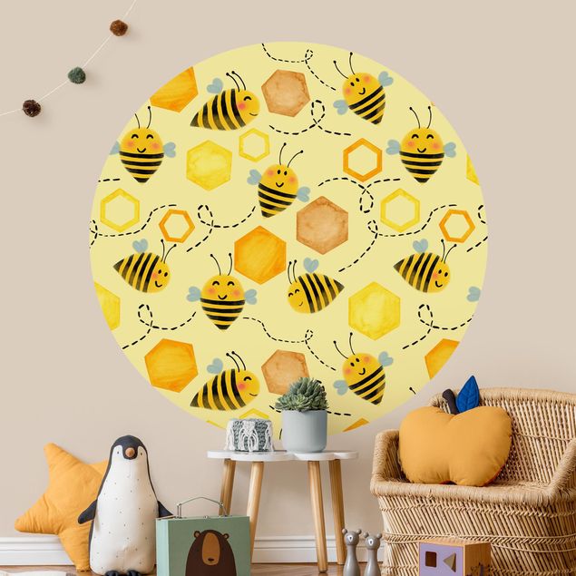 Wanddeko Büro Süßer Honig mit Bienen Illustration