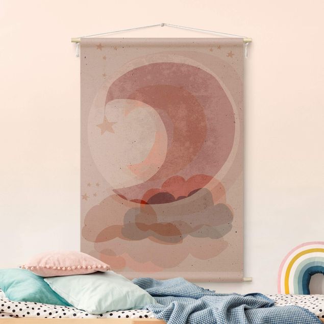 Wanddeko Babyzimmer Süßer Mond mit Wolke